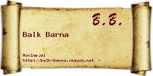 Balk Barna névjegykártya