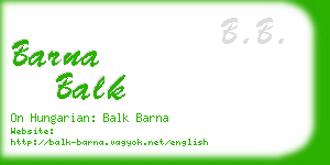 barna balk business card